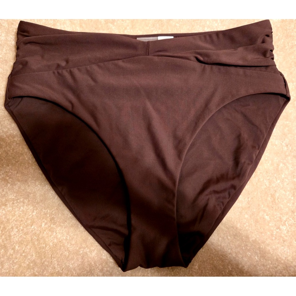 Calia Shirred V Front High‎ Rise Bottom Women's Small Coffee Grounds NWT